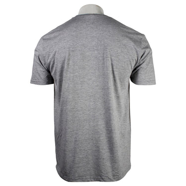 Back of a gray t-shirt.